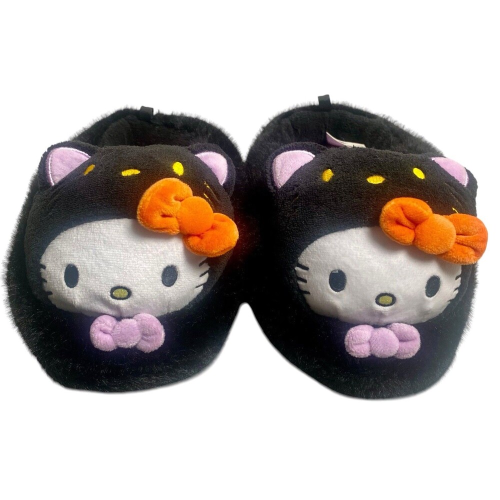 Hello Kitty Halloween Women's Plush Slippers BLACK CAT Size Small